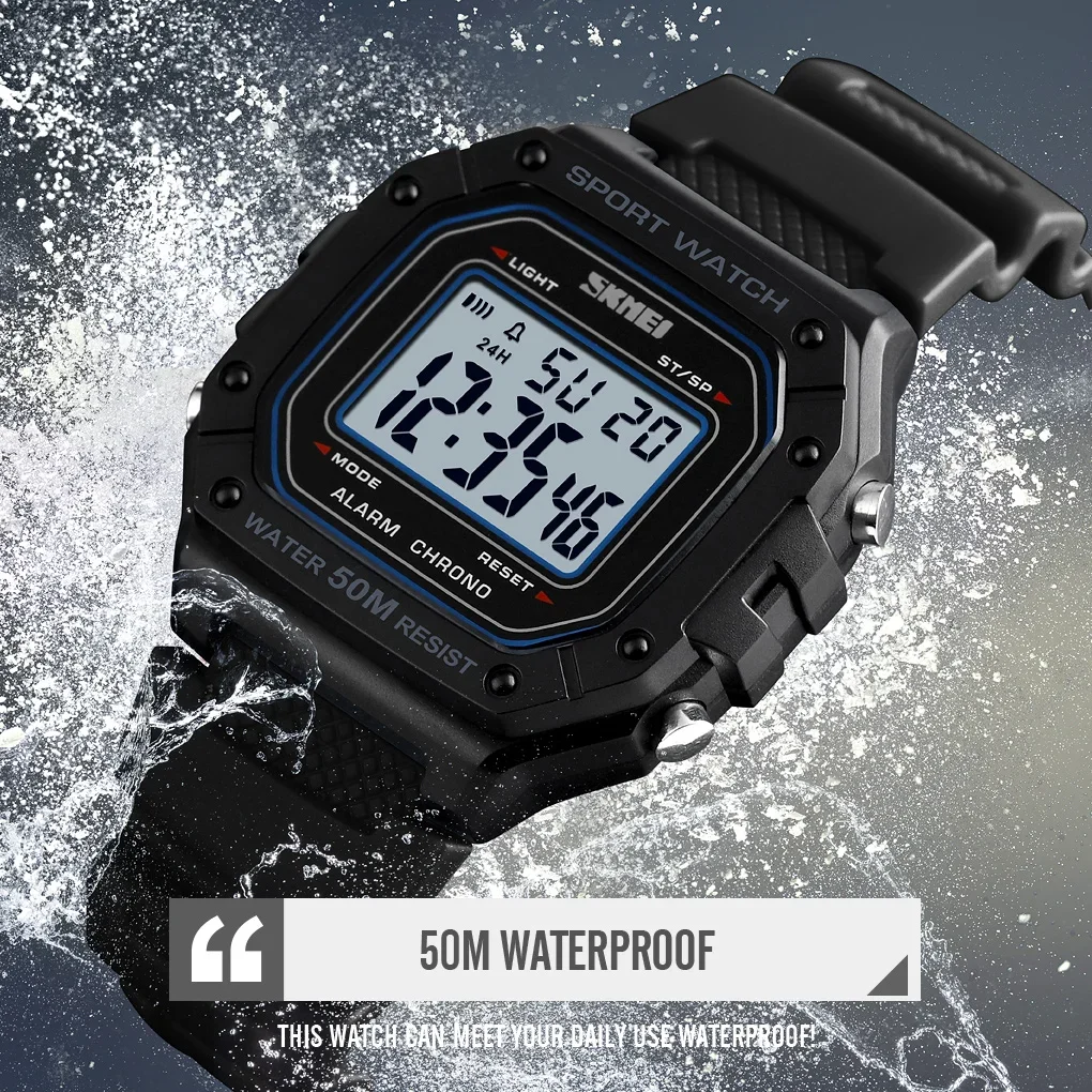 SKMEI 1496 montre homme Outdoor Sport Watch Men Digital Watches 5Bar Waterproof Alarm Clock Fashion Military Men Digital Watch