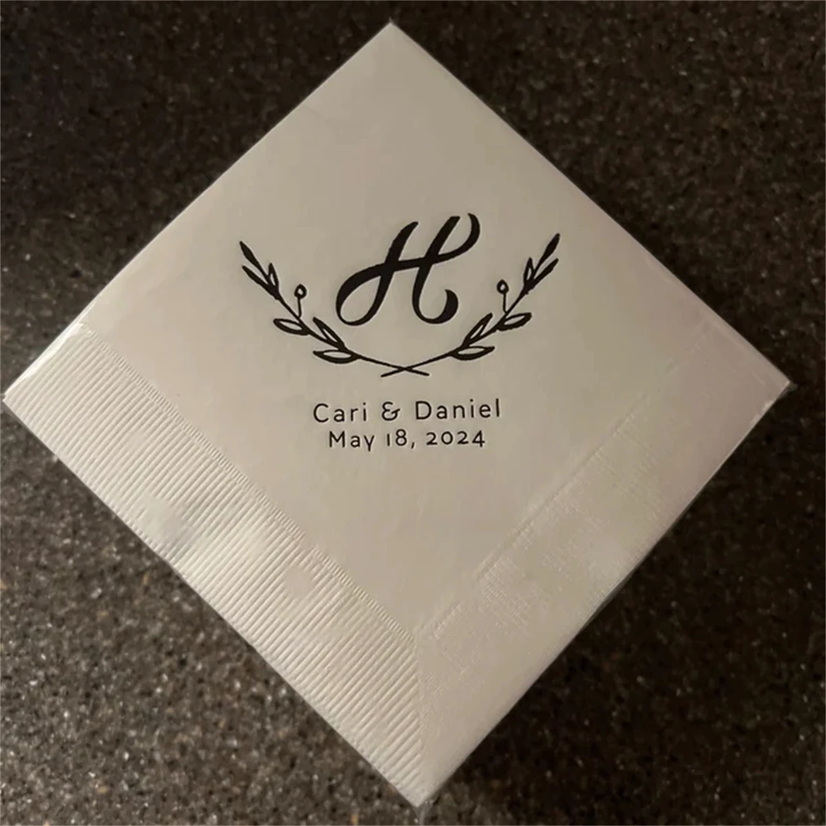 Personalized Wedding Cocktail Napkins, Initial Branches Design, Monogram, Bride Shower, Baby Shower, Rehearsal Dinner, 50Pcs