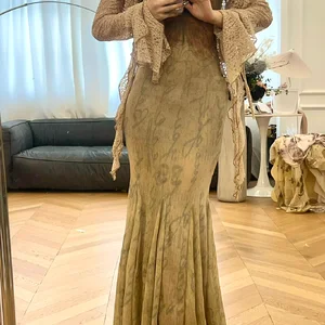 Set of two pieces of cut cardigans and vintage dress, thin waist tunic, sexy dress with butterfly print, casual grunge, y2k vintage aesthetics, japanese chic 10 Main Sales Butterfly Dress - №8