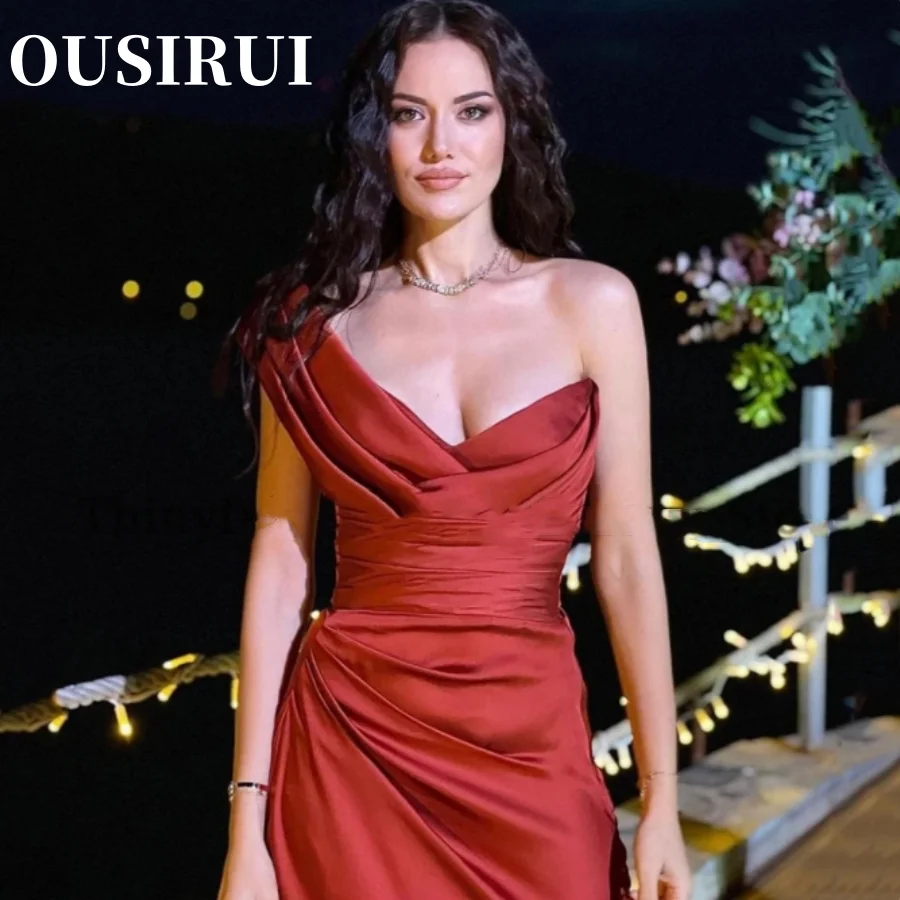 OUSIRUI 2024 Mermaid Stain Cocktail Gowns Saudi Arabia Sexy Prom Evening Dresses Formal One Shoulder High Split Party Dress