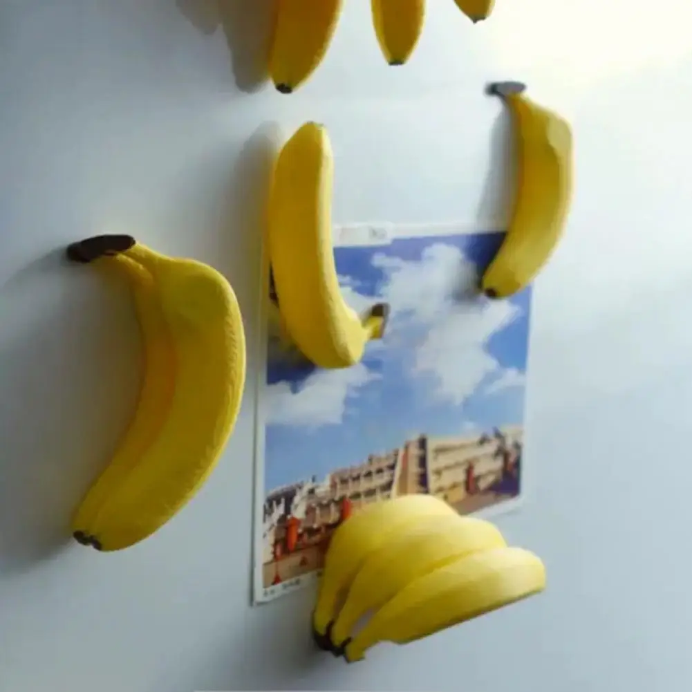 Mini 3D Banana Refrigerator Magnet Fruit Fridge Magnet Set 3d Fruit Refrigerator Magnets for Home Simulation Fruit Decoration