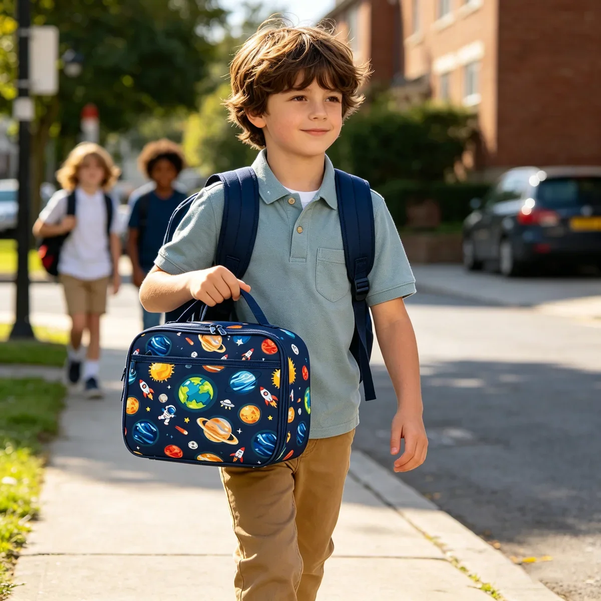 Cartoon Insulated Kids Lunch Box Bag Cute Printed Food Handbags Portable Thermal Lunch Bag Fresh-Keeping Bag Tote for Students