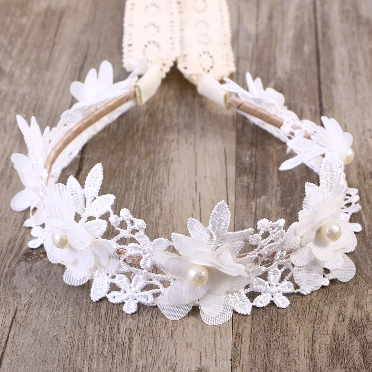 

Chic Lace Flower Hair Band Adjustable Binding Rope Party Costume Performance Christmas Gift Headband
