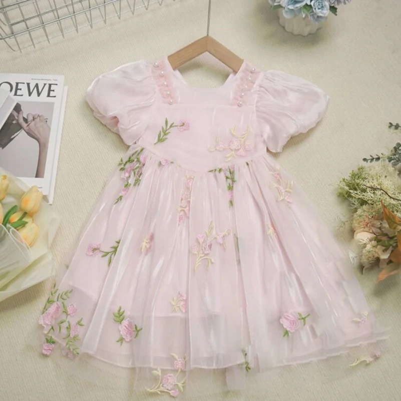 Summer style girl\'s kid clothes baby clothing butterfly print sweet doll collar petal sleeve dress princess dress baby dress