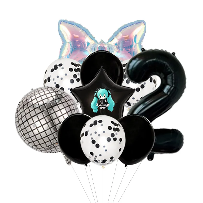 Hatsune Miku Sakura Miku Themed Balloon Bouquet Pink Blossom Foil Mylar for Spring Anime Birthday Party Decor view 3