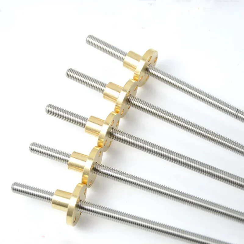 T6 Lead Screw 304 Stainless Steel Diameter 6mm Screw Rod 100mm 200mm 300mm 400mm 500mm with Copper Nut lead1/2/4/6/12mm