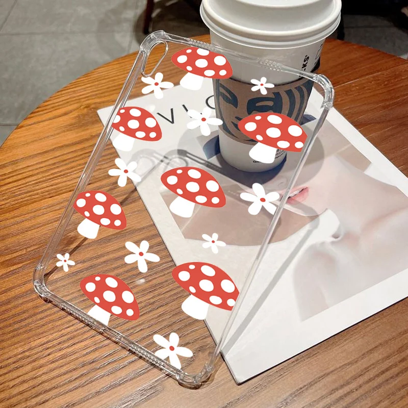 Soft Clear Tablet Case For Samsung Galaxy Tab S9 FE 2023 Tab S8 S7 11 FE Plus A8 10.5 A7 A9 S6 Lite Mushroom Flower Cover Cases