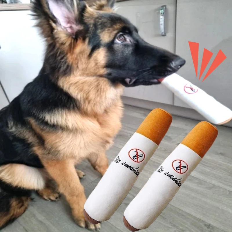 Juguete interactivo para morder perro, cigarrillo crudo relleno, cachorros de peluche, juguetes para masticar, chirrido, sin humo, entrenamiento, cachorro, juguete para masticar para perros