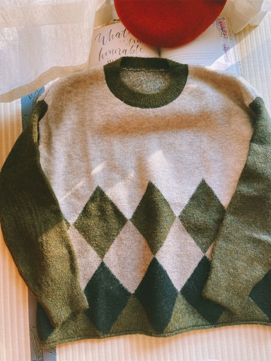 

Thiened Spring Sle Women's Knitted Sweater Special Embroidery Resistant Pilling Double Layered Home Special Sweater