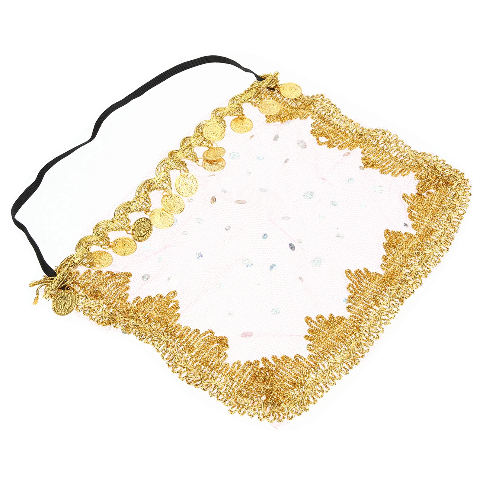 Bauchschleier Netzmaske für Frauen Pailletten Polyester Kostüm Requisite Halloween Cosplay Bauchtänzerin Outfit Bühnenauftritt