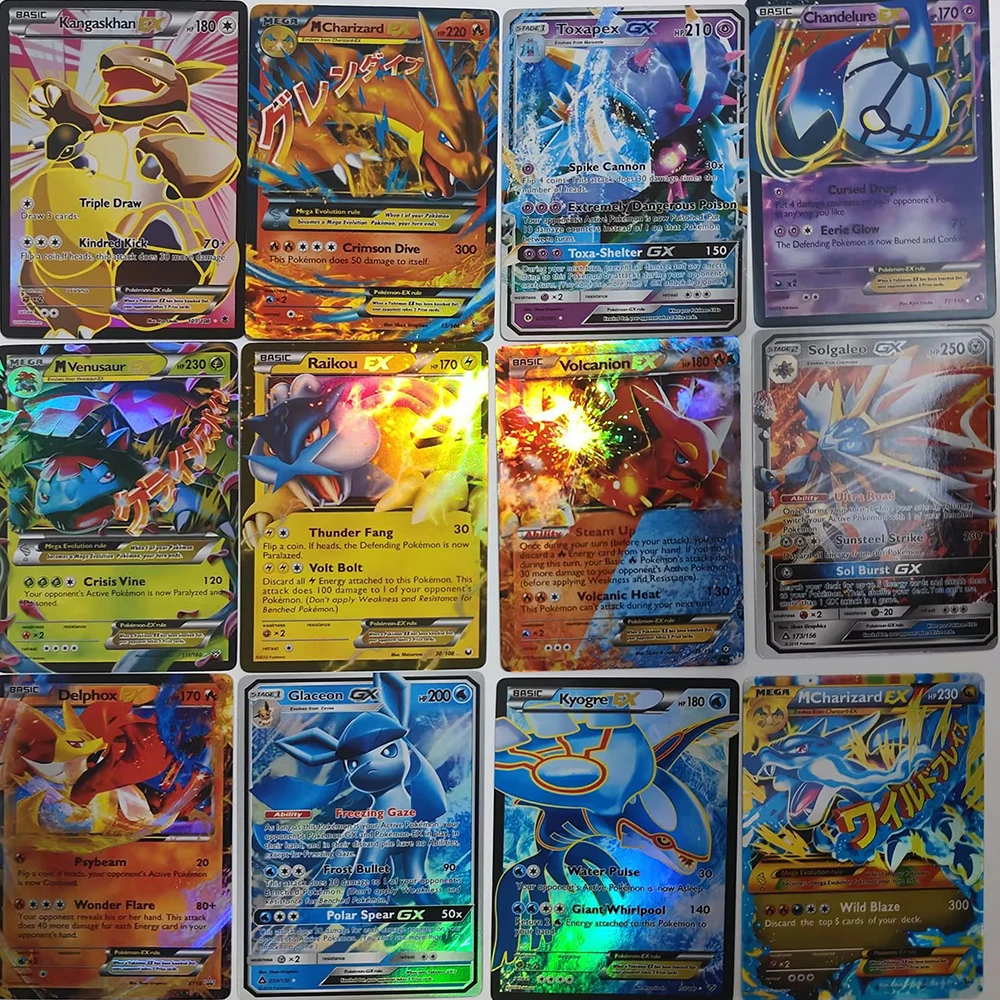 

Аниме Pokemon English EX GX Match Card Charizard Bulbasaur Blastoise Flash периферийные игры Коллекционная карта 100 шт. Праздничный подарок