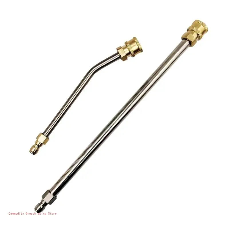 2Pcs Pressure Washer Extension Wand Extension Lances Curved Extension Rod 1/4inch Quick Connection Washer Elbow Rod