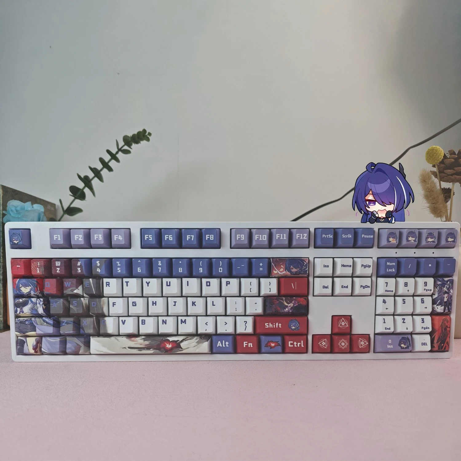 Imagem -03 - Honkai: Star Rail Acheron Pbt Keycaps Jogos de Anime Beauty Girl Key Caps Cereja Altura Faça Você Mesmo Teclados Mecânicos 128 Teclas Set