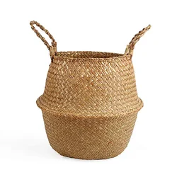 Storage Baskets Straw Wicker Rattan Hanging Flowerpot Seagrass Folding Laundry Clthoes Baskets Garden Plant Basket Home Decor