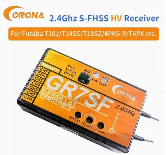 

Приемник CORONA 2.4 7CH GR7SF S-FHSS со встроенным гироскопом, совместимый с радиоконтроллерами FUTABA T6J T8J 10J T14SG