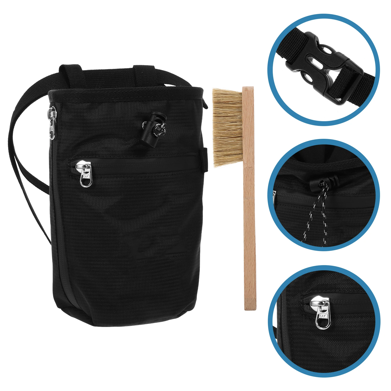 

Climbing Chalk Bags Rock Climbing Powder Bag Large Capacity Storage Oxford Cloth Black Color Drawstring Sealed Wear Resistant