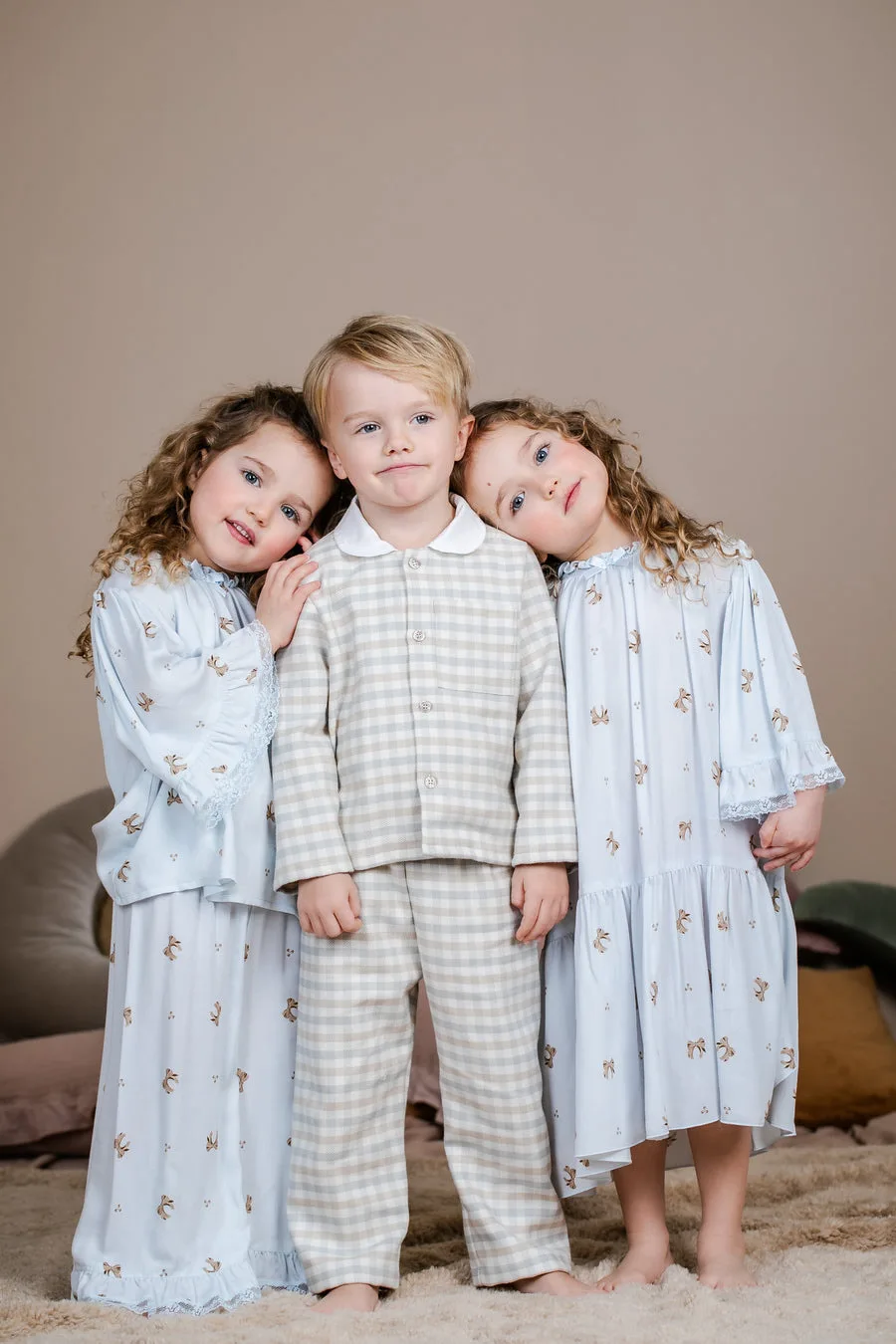 Girls' Home Wear 2023 Spring New Blue Print Girls' Pajamas Pajama Trousers Cotton Fashion Girls' Nightgown Children's Clothing