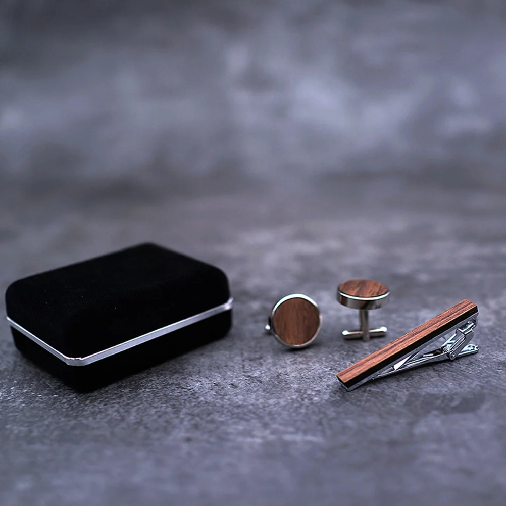 

1Set Stylish Walnut Men Tie Clip and Cuff Links Durable Sturdy Necktie Fixing Clip Lightweight Shirt Fastener Clothing Decor