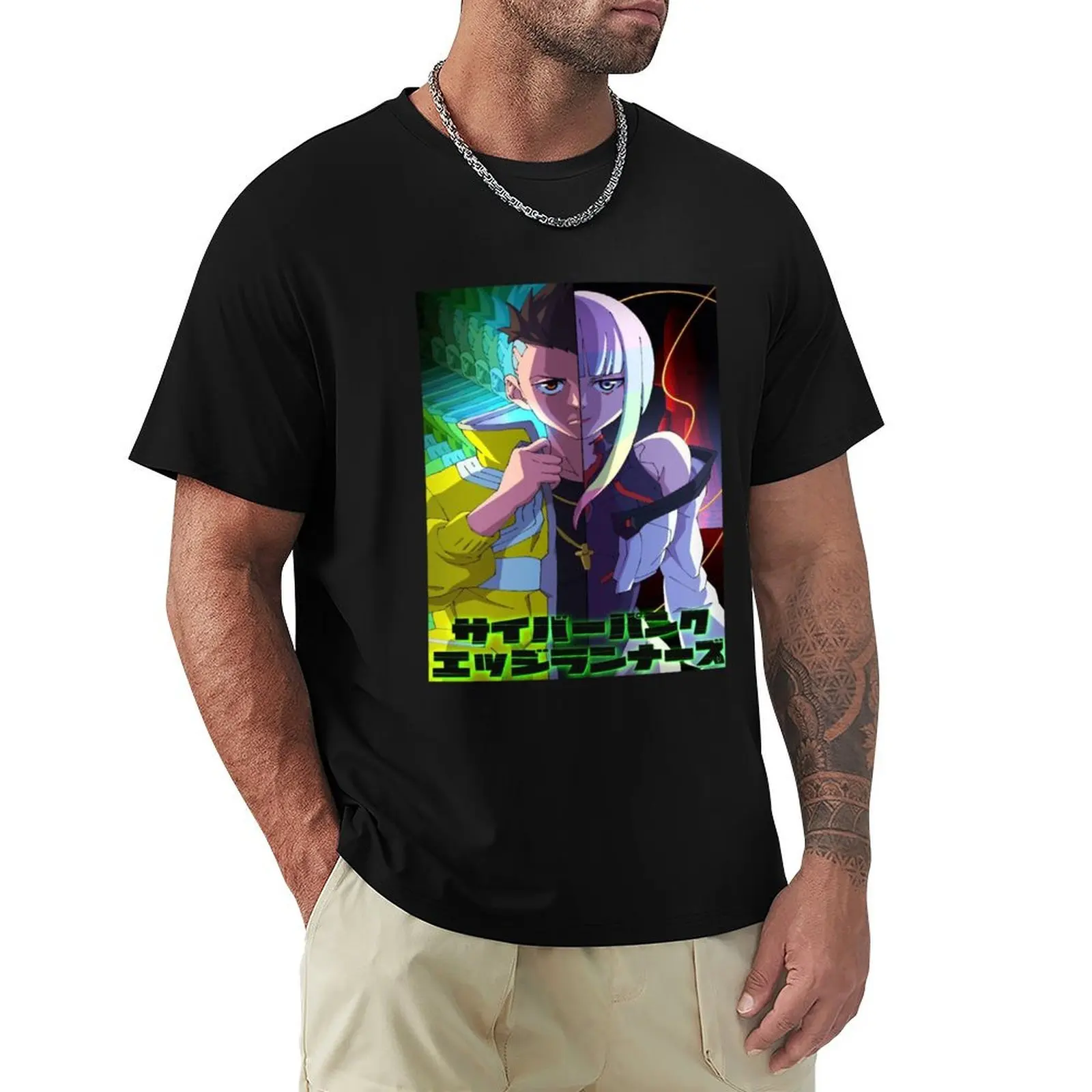 David and Lucy - Cyberpunk edgerunners T-Shirt Modern Print Casual T-Shirt