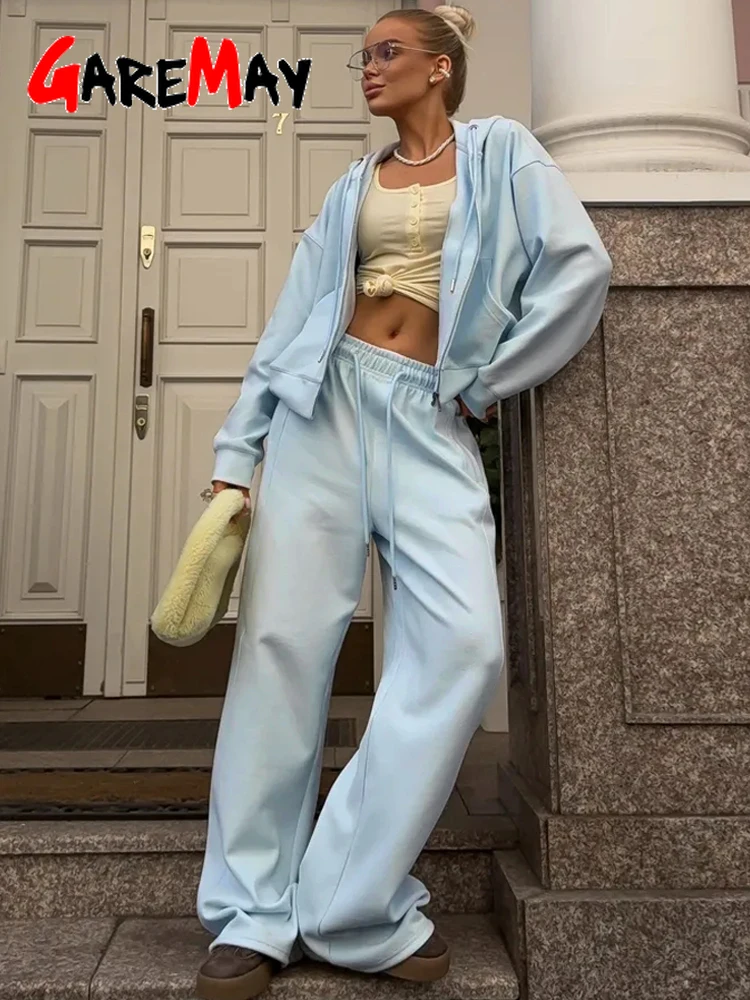 Magnifiques ensembles de survêtements pour femmes avec fermeture éclair et capuche, pantalon rose, ensemble deux pièces, pantalon bleu classique, tenue de sport pour le printemps 2