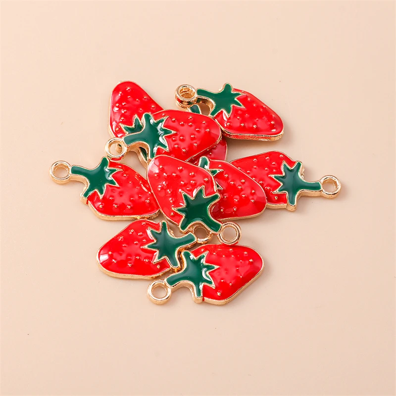 

20pcs 12x14mm Cute Fruit Charms Enamel Food Strawberry Charms Pendants for Jewelry Making Earrings Necklaces DIY Crafts Supplies