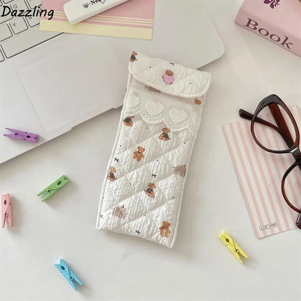 

Korean Style Cotton Glasses Storage Bag Lace Heart Sweet Lipstick Bag Sunglasses Pouch Multi-Functional Lovely Eyeglasses Case