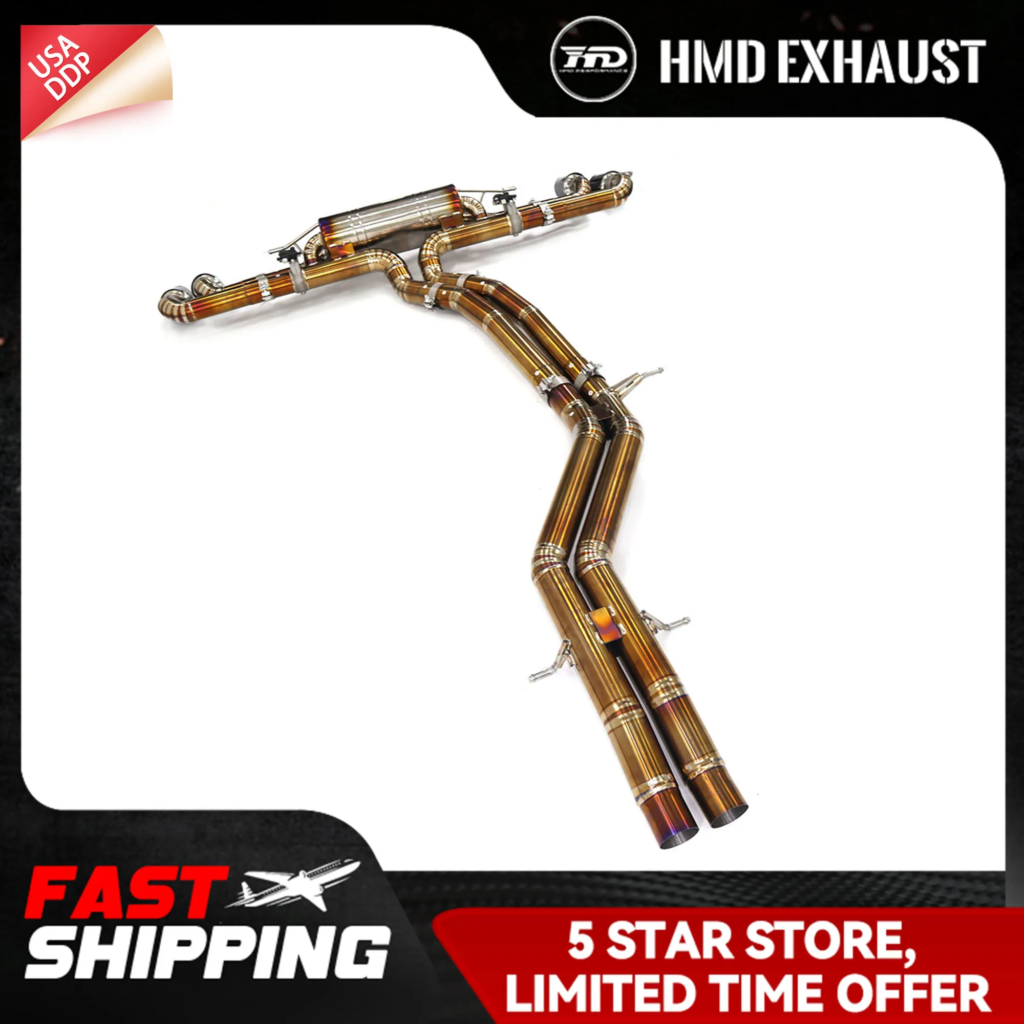 

MANX Exhaust Catback для Lamborghini URUS 4.0T Ti Электронный клапан ручной работы Непрерывные сюрпризы Запеченные золотые