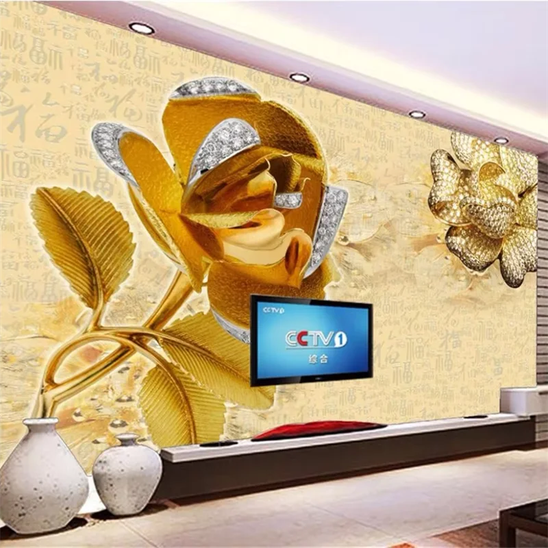 

Пользовательские 3D обои фреска европейские королевские украшения с тиснением цветов и бриллиантов гостиная спальня декоративные обои домашний декор