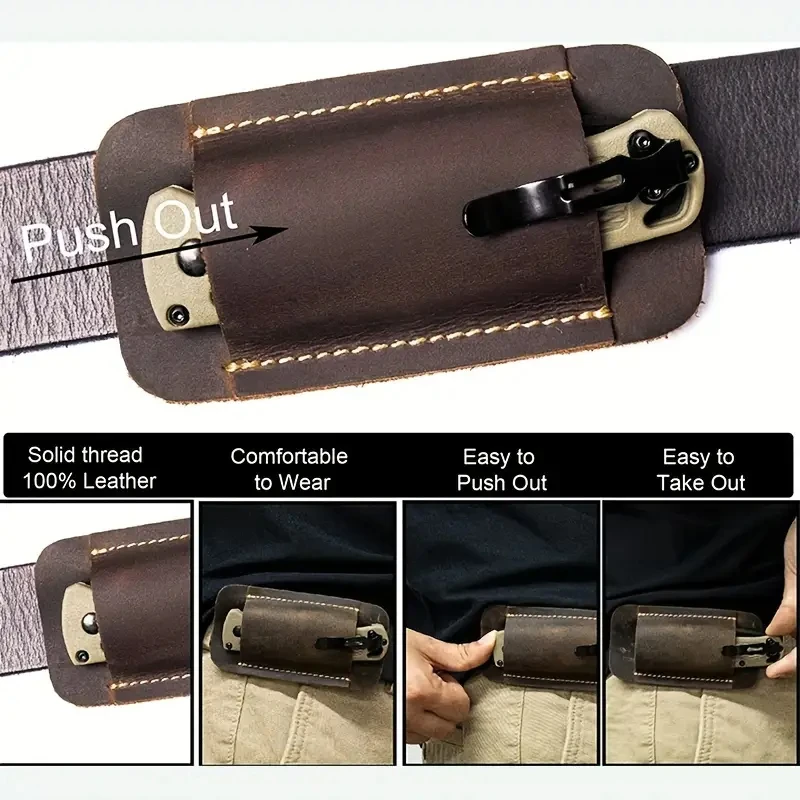 Folding Knife Sheath, Outdoor Waist Hanging Knife Pouch, 5-Inch Portable Leather Case for Knife Storage & Protection image 6