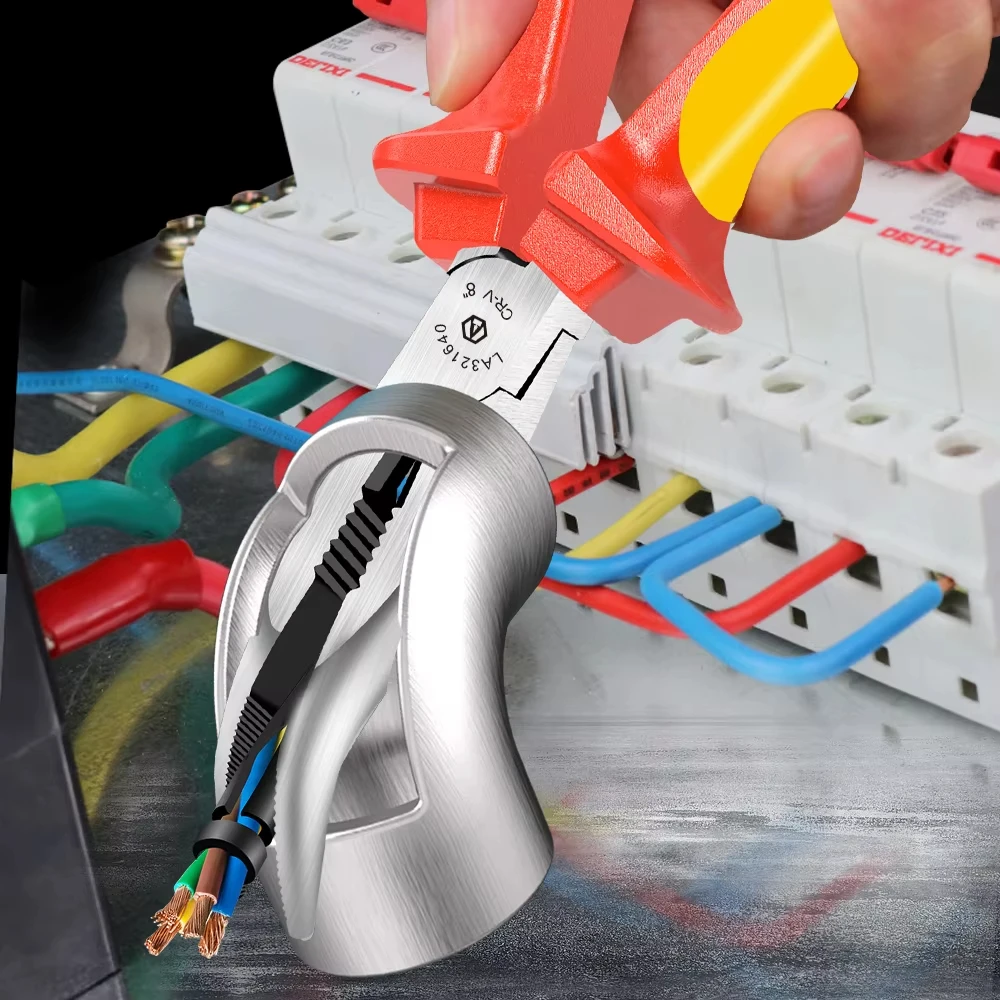 VDE Curved Needle Nose Pliers Isolated Wire Cutter Cr-V Electrician Pliers Multifunction Hand Tools