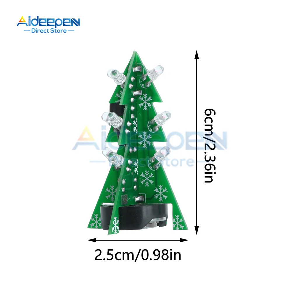 มินิ3D ต้นคริสต์มาสบัดกรีปฏิบัติอิเล็กทรอนิกส์วิทยาศาสตร์ประกอบชุด3สีกระพริบ LED PCB คณะกรรมการเชื่อมชิ้นส่วนการปฏิบัติ