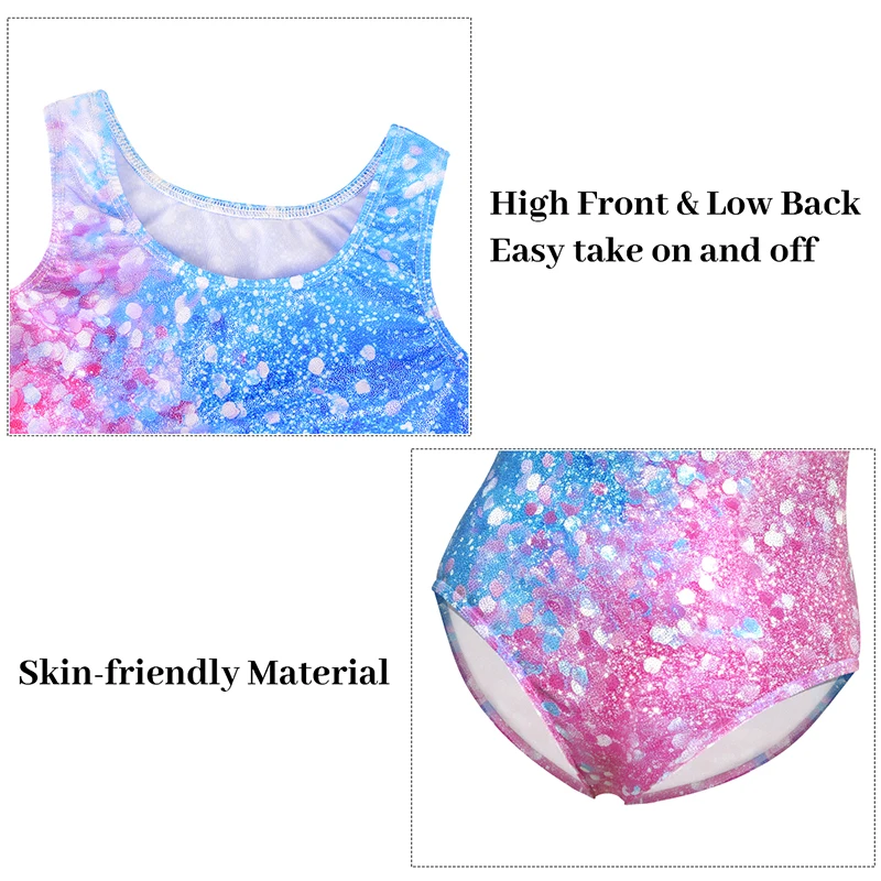 Girls  Vest  Gymnastics Leotard Sparkle 4 Piece Dance Unitard for Kids Toddler Athletic Tumbling Outfits image 2