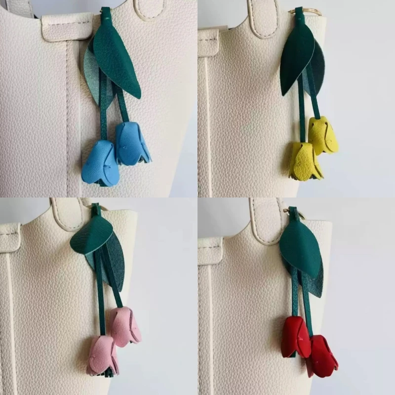 New Unique Imported French Sheepskin Pink Tulip Pendant High End Custom Popular Item Niche Instagram Handmade Exquisite Gift