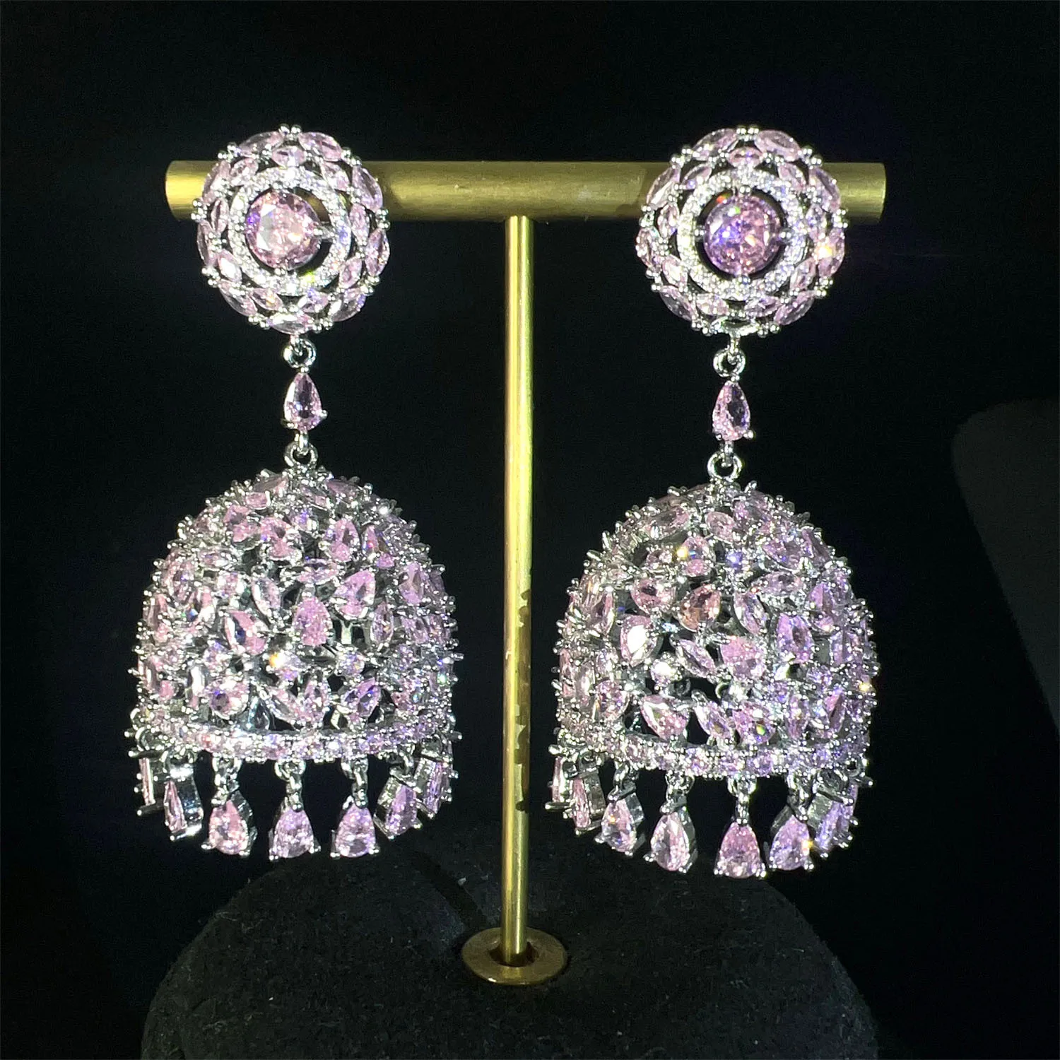

European and American Style Cute Lantern Shiny Pink Earrings Nigerian Women's Jewelry Women's Wedding Holiday Daily Gifts E396