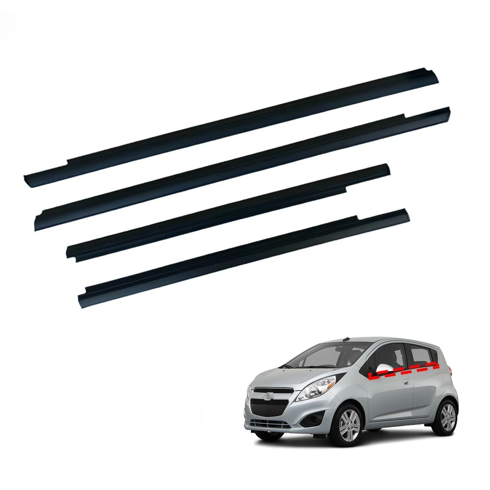 4 Pcs Weather Strip for Chevrolet Spark 2010-2016 Rain Cut 95972708 Rubber Seal Door Window Outer Sealing Strip