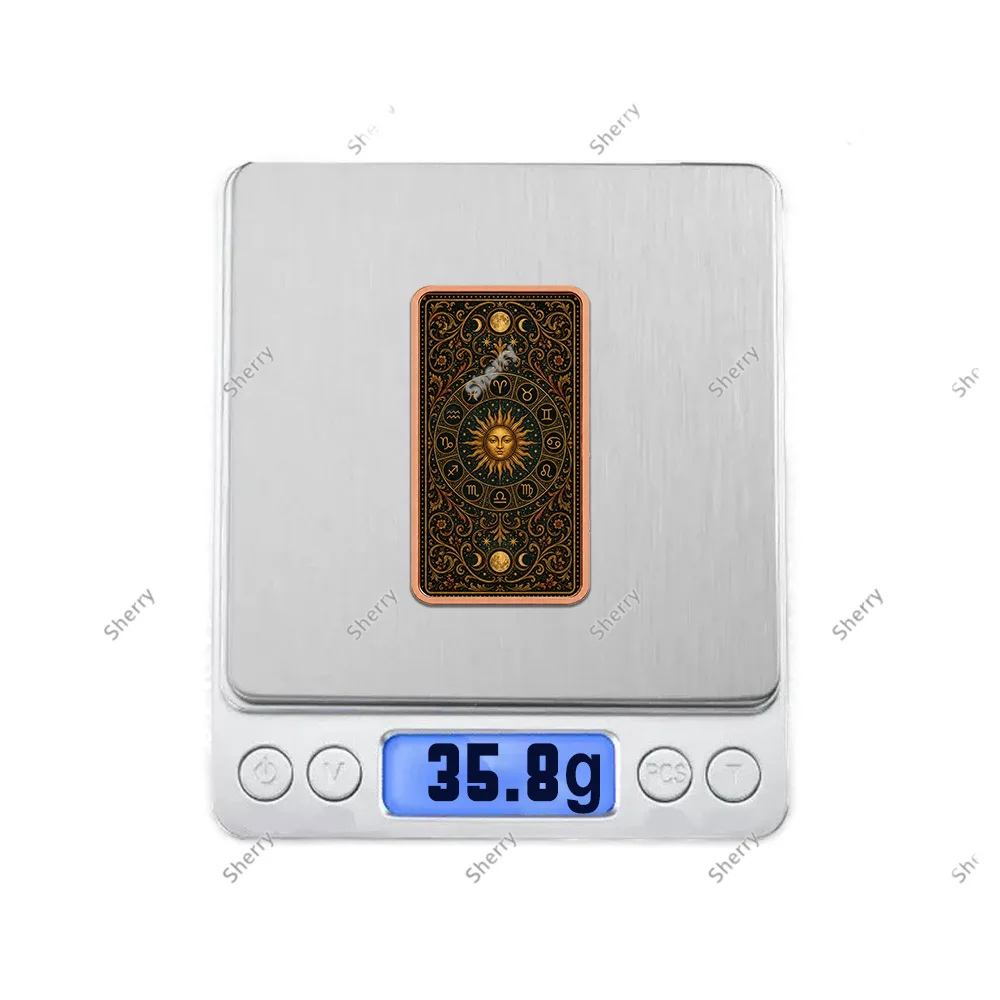12Zodiac Signs 1oz .999 Copper Bar Antique Astrology Constellation Art Square Copper Ingot Mystic Collectible Metal Token Gift - view 4