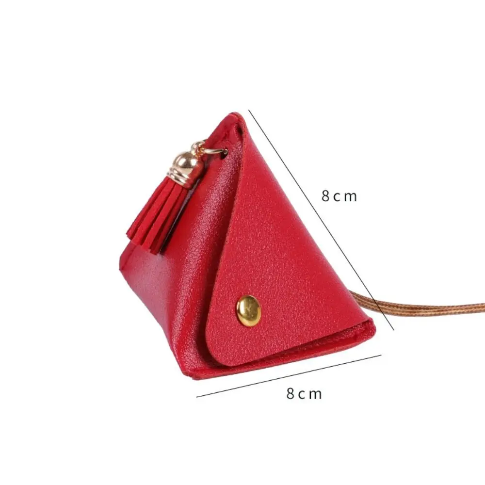 

New Triangular Leather Coin Purse Solid Color Portable Storage Bag Small and Cute Coin Change Wallet
