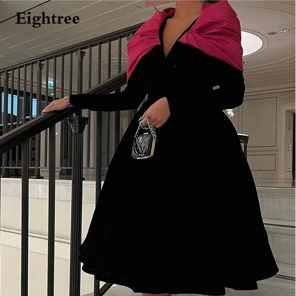 

Eightree Sexy Black Long Sleeves Evening Dresses Prom Dress Stain Keen Length Formal Party Gowns Abendkleider Dubai 2023