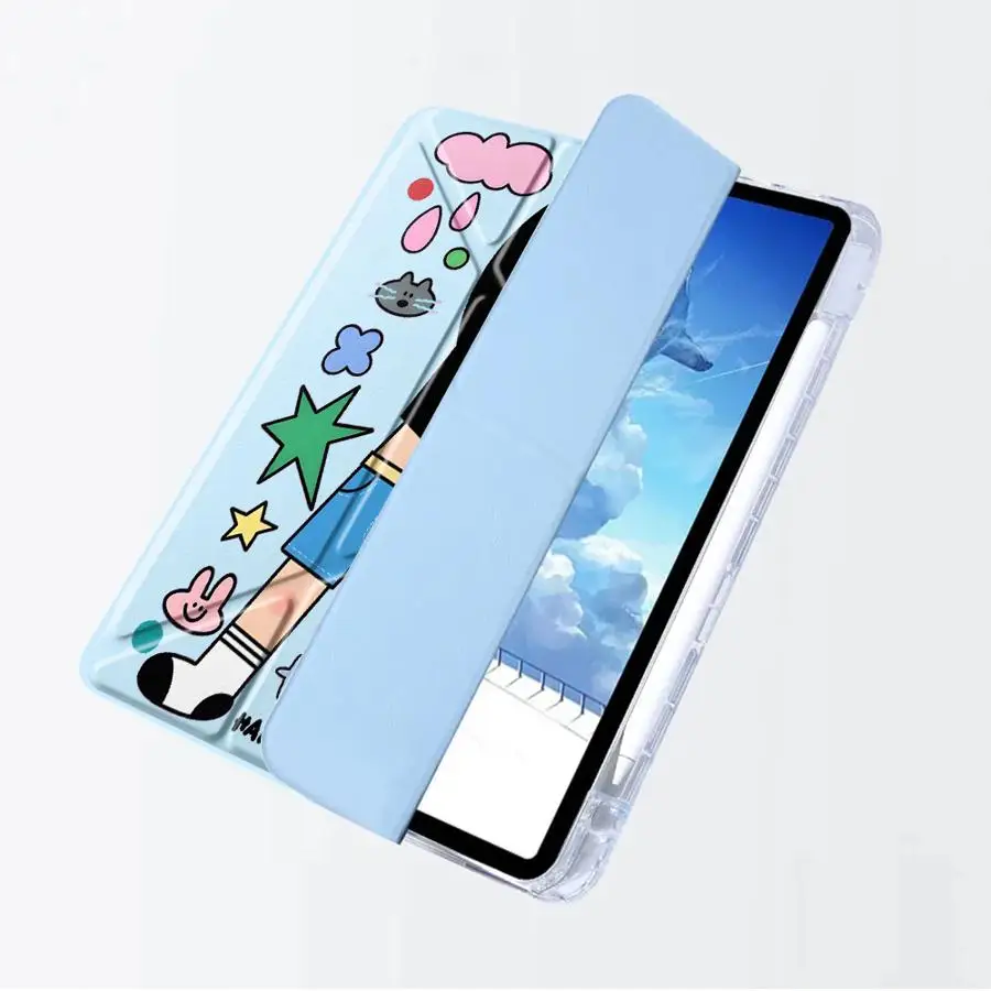 Cartoon Character Tablet Case For iPad Air 4 5 M3 M2 1 2 M4 11inch Pro 2025 Mini 6 7 Pro 11th 10th 9th 8th 7th 12.9inch Y-Fold
