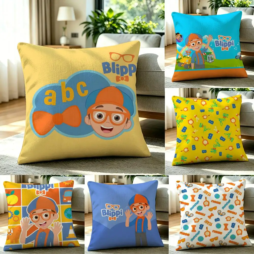 Funda de Cojín de Lino Natural, Juego de Fundas de Almohada, Decoración Todo en Uno para Sofá, Dormitorio y Silla P- Blippi