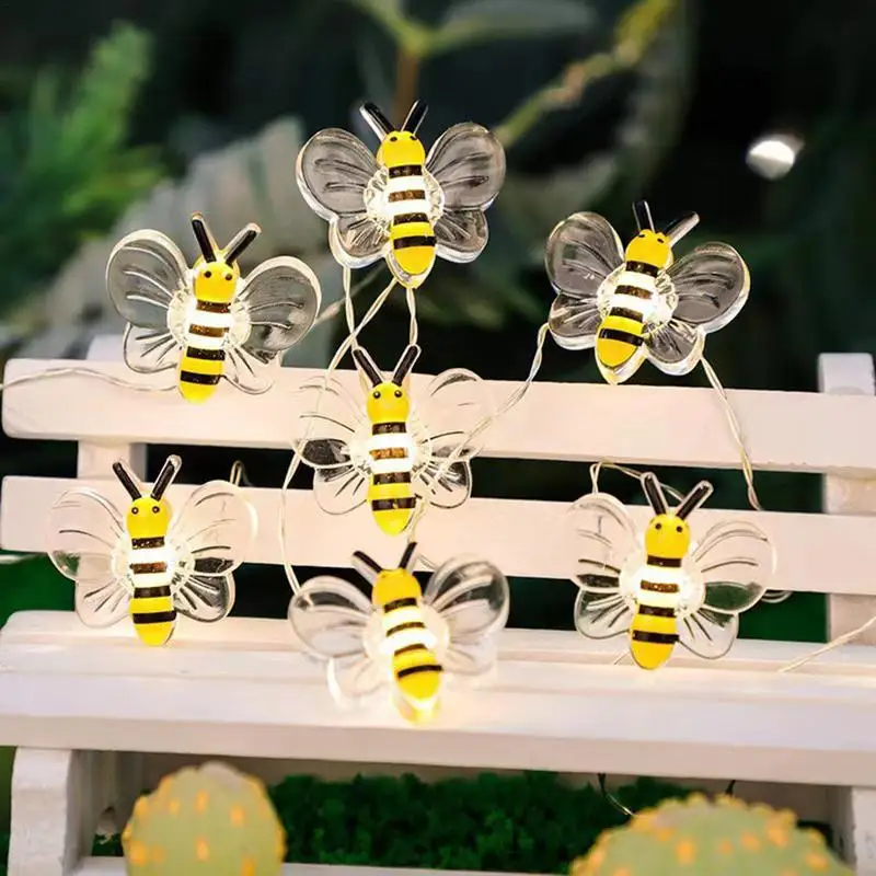 Bee Decor String Lights 20 LED Honeybee ตกแต่ง String Lights แบตเตอรี่ดําเนินการงานแต่งงานตกแต่ง String Lights สําหรับงานแต่งงาน