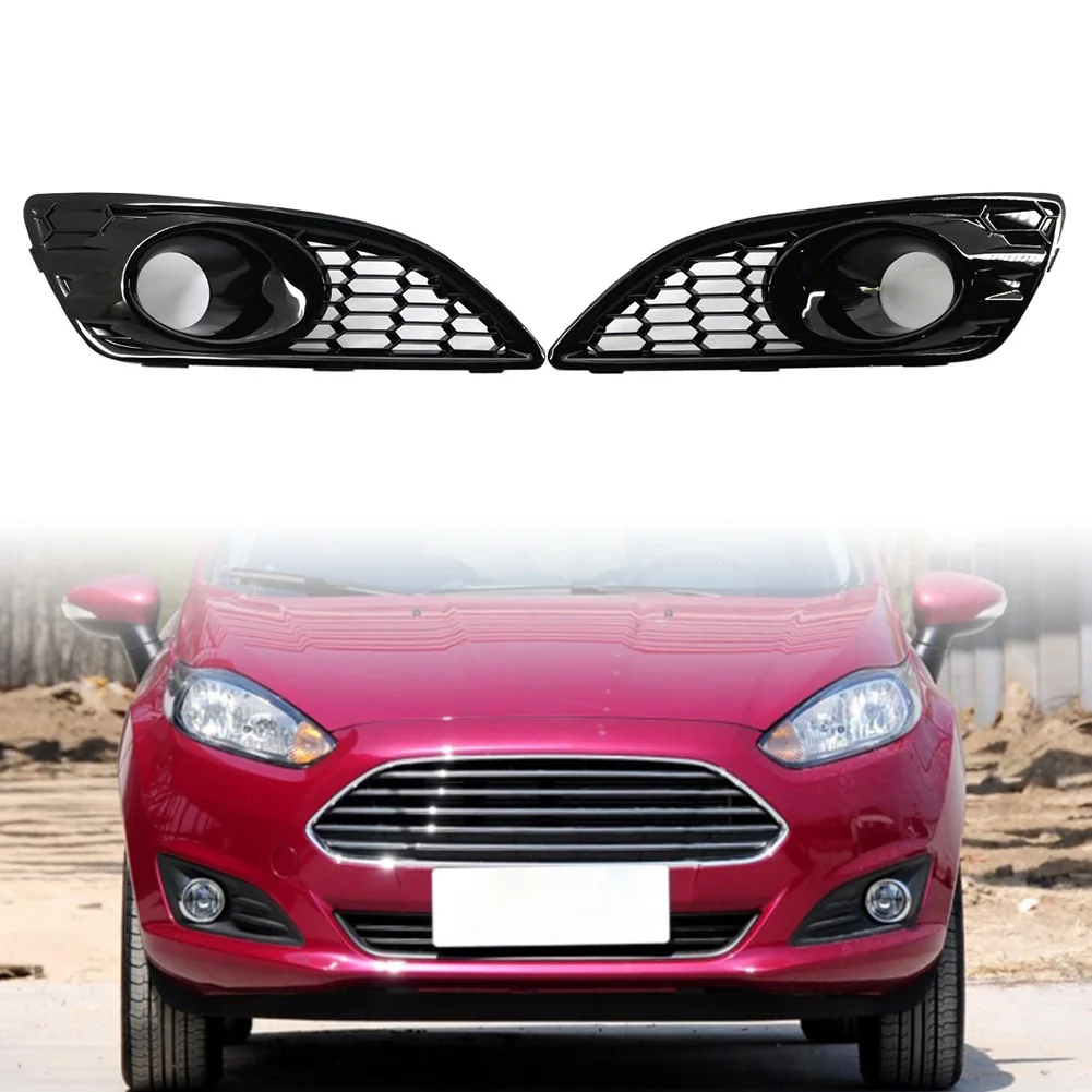 1Pair Black Car Front Bumper Fog Lights Grilles Cover For Ford Fiesta 2012 2013 2014 2015 2016 ABS Plastic