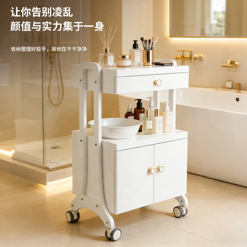 HT trolley mobile rack wooden board tool cart trolley dormitory office snack rack multi-layer storage