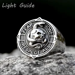 2023 NEW Men's 316L stainless-steel rings Viking Punk Rock Gothic skull ring witn snake fashion Jewelry for gift free shipping