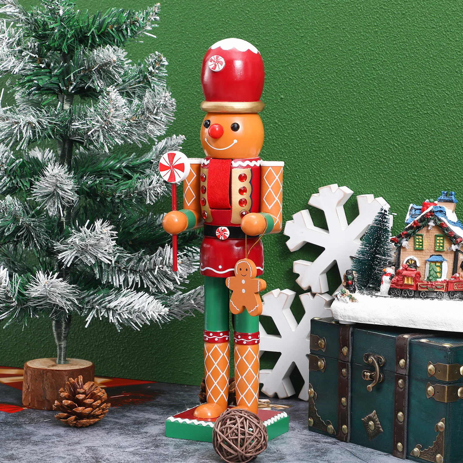 

1Pcs Wooden Gingerbread Man Nutcracker Xmas Decoration Environmental Safe Desktop Christmas Party Scene Ornament