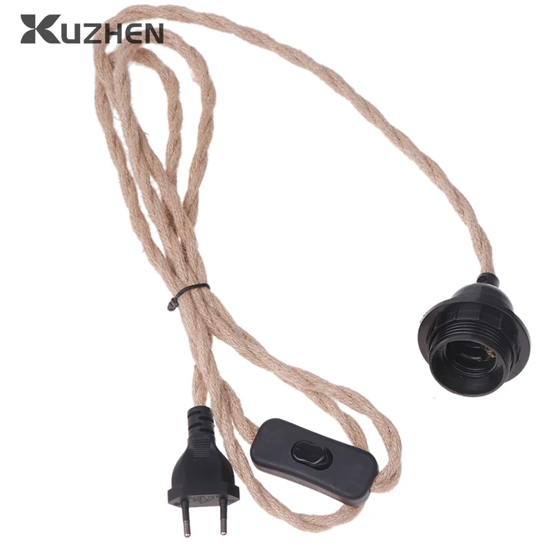 E27Table Lamp Accessories With Hemp Rope Switch Plug Household Removable Small Chandelier Simple Hemp Rope Lamp 2M/3M/4.5M
