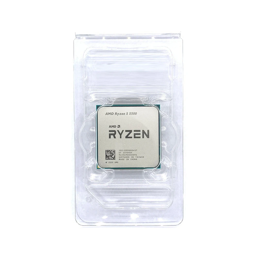 Processador amd ryzen 5 5500 cpu r5 5500 100% novo soquete de 6 núcleos am4 65w cpu de computador de jogo de mesa sem ventilador cooler