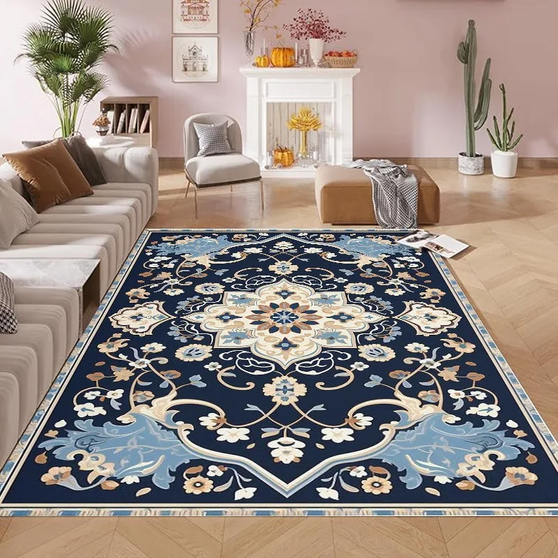 

Classic European Washable Carpet - Stain Resistant Full Coverage Living Room Rug with Anti-Slip Absorbent Bedside Mat Design