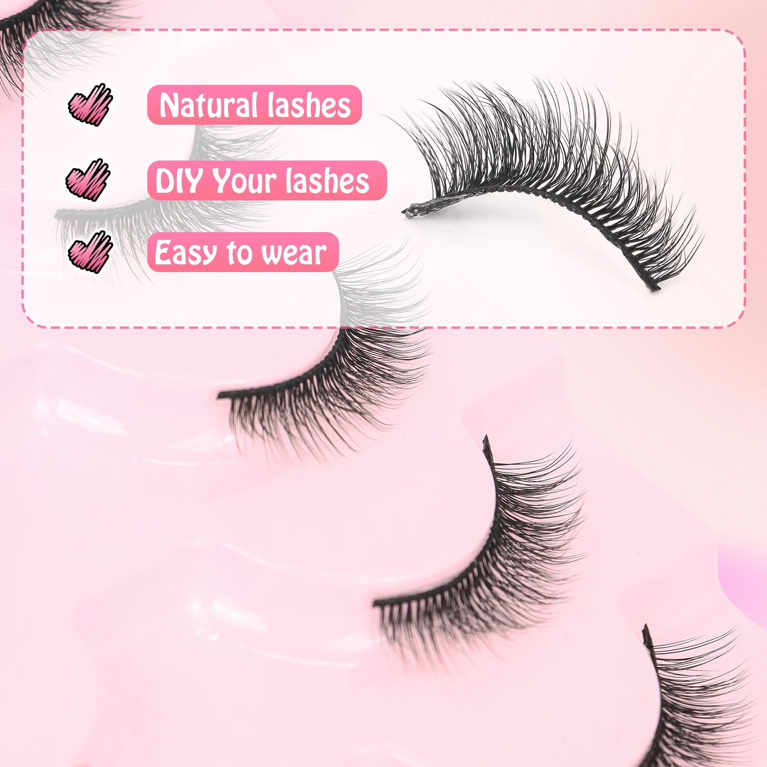 7 pares de pestañas postizas naturales rizadas, pestañas postizas ligeras, efecto natural y realista, medio pestañas