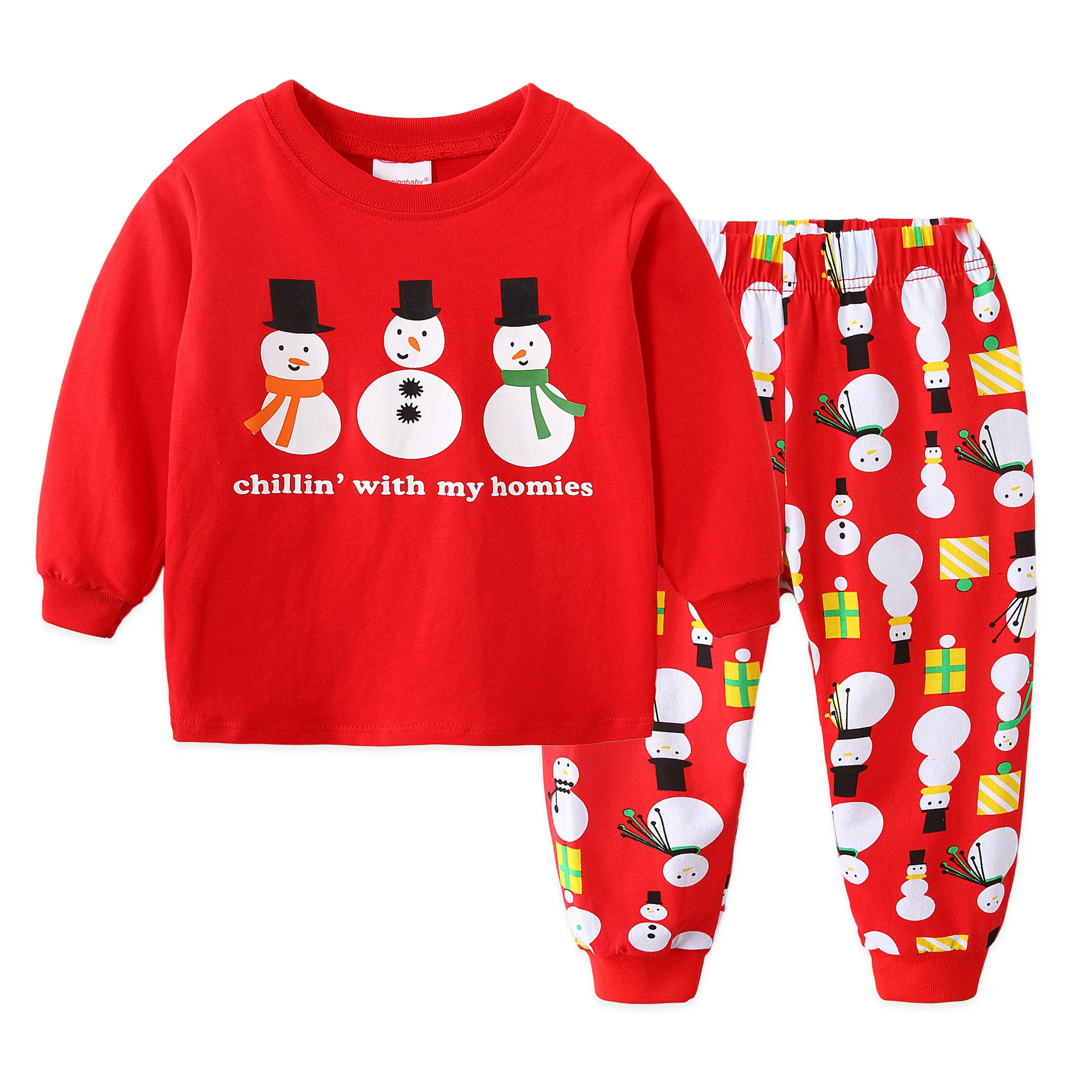 2pcs Kids Halloween Christmas Tops + Pant Cosplay Costume Boys Girls Santa Claus Print Pajamas Nightwear Home Clothing 2-7 Years